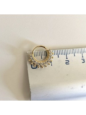 Bylin Zirkon Taşlı Gold Halka Piercing - Halka Çapı 8 mm