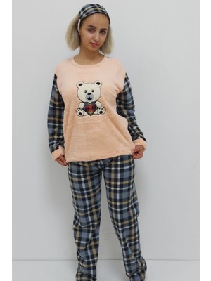 Sue Panda Desenli Pijama Takımı Pudra