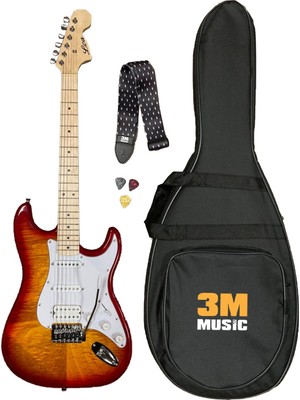 Lea Hss Manyetik Sunburst Strat Elektro Gitar Kılıf Askı Kayışı Pena