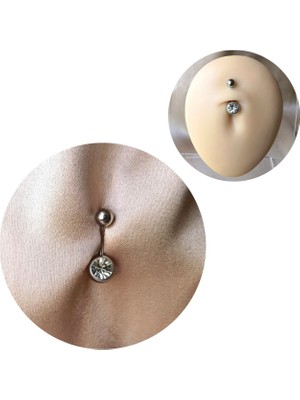 Bylin Cerrahi Çelik Zirkon Taşlı Piercing - Bar Uzunluğu 8 Mm-1 Adet