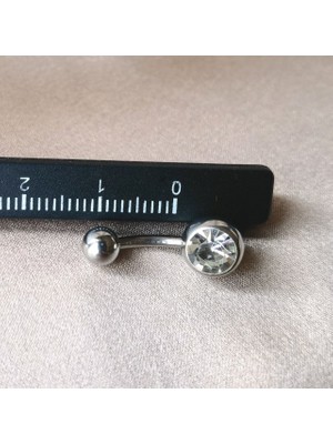 Bylin Cerrahi Çelik Zirkon Taşlı Piercing - Bar Uzunluğu 8 Mm-1 Adet