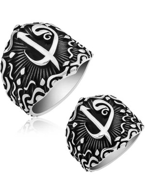 Gumush  Gümüş Elif Vav Erkek Yüzük