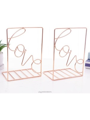 Sanlindou 2 Adet / Çift Yaratıcı Aşk Şekilli Metal Bookends Masası Depolama Tutucu Raf Kitap Organizatör Standı (Yurt Dışından)