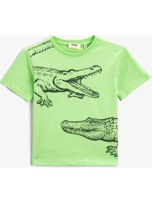 Koton Erkek Çocuk Hayvan Baskılı Kısa Kollu Tişört Pamuklu