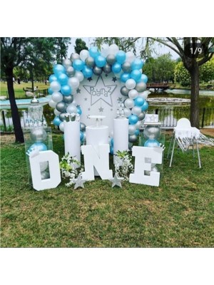Best Parti 100 Adet Mavi Beyaz Gri Metalik Balon ve Balon Zinciri