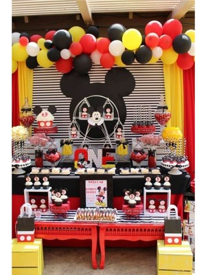 Best Parti 100 Adet 12 Inç Metalik Balon + 5 mt Balon Zinciri Mıckey Mouse Konsept Doğum Günü