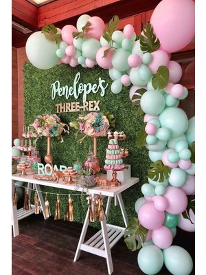 Best Parti 100 Adet Su Yeşili-Pempe Metalik Sedefli Balon+5 M. Balon Zinciri