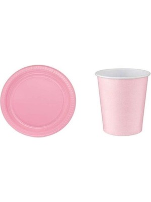 Best Parti Pembe Doğum Günü Tabak Bardak Seti 8 Kişilik