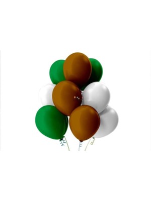 Best Parti Açık Yeşil-Beyaz-Kahverengi Pastel Soft Balon 50 Adet + 5 Metre Balon Zinciri