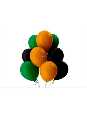 Best Parti Açık Yeşil-Siyah-Turuncu Pastel Soft Balon 20 Adet
