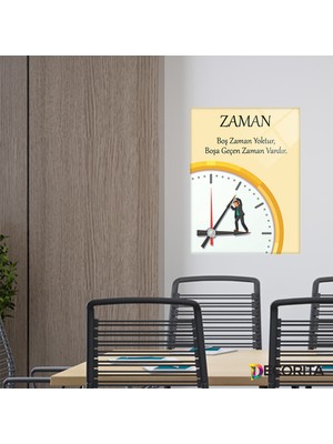 Decorita Okul | Cam Tablo | Saat ve Zaman| 30cm x 40cm