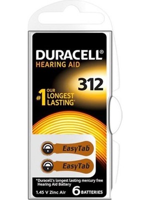 Duracell No 312 Kulaklık Pili (1 Adet 6'lı Paket )