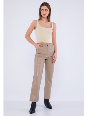 Basics & More Kadın Deri Pantolon