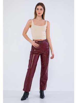 Basics & More Kadın Deri Pantolon