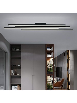 Vonalight Modern LED Parkur Linear Plafonyer Avize Siyah 3000K 4*100CM