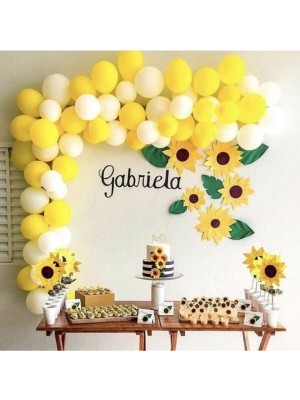 Best Parti 100 Adet Metalik Sarı,beyaz Balon+ 5 mt Balon Zinciri