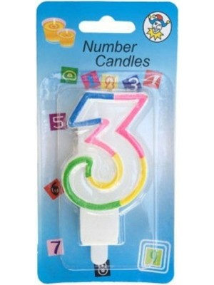 Best Parti Renkli 3 Yaş Rakam Pasta Mumu