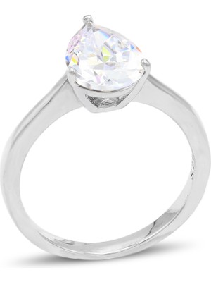 Midyat Nurtaş Gümüş Zirkon Taşlı Damla Tasarım Kadın Gümüş Yüzük