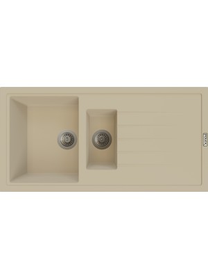 POLEX Cristalüx Granit Evye P-01 Bej 1,5 Gözlü Tezgah Altı Ve Tezgah Üstü Mutfak Evyesi 99x49,5cm