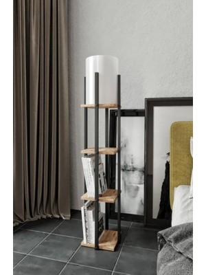 Halımax Halımax  Dekoratif Siyah Ahşap Raflı Modern Lambader