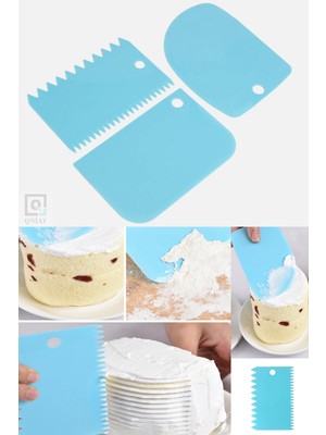 Qniay 3lü Set  Hamur Kesme ve Kazıma Aparatı Pasta Börek Kek Çörek Şekillendirici Kesici Kazıyıcı