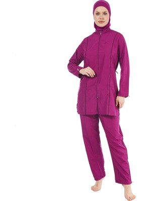 Estiva Kadın Tam Kapalı Tesettür Mayo - Mürdüm