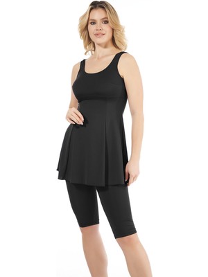 Estiva Kadın Askılı Taytlı Elbise Mayo - Siyah