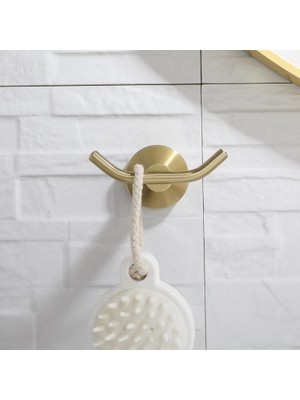 Sanlindou Fırçalanmış Altın Antika Banyo Robe Kanca Duvara Monte Ceket Kanca Altın Fırçalanmış Giysi Kancalar Canlı Moderne Çift Kanca | Robe Hooks (Yurt Dışından)