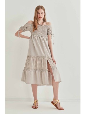 Vitrin Kollar Büzmeli Gipeli Country Elbise