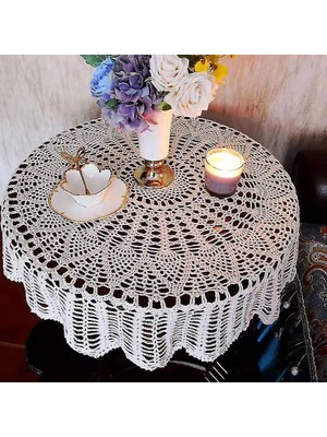 Sanlindou Masa Örtüleri 80 Cm H Yapımı Tığ Yuvarlak Masa Örtüsü Placemat Diy Tığ Işi Masa Örtüsü (Yurt Dışından)