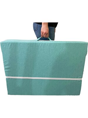 Vip Home Concept Katlanır Yer Yatağı Sünger Yatak Su Yeşili Kırçıllı 80 x 180 cm - 7 cm Tek Kişilik