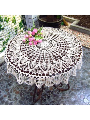 Sanlindou 80 Cm El Yapımı Tığ Yuvarlak Masa Örtüsü Dantel Masa Kapak Fincan Mat Placemat Shabby Vintage Dıy Tığ Işi Masa Örtüsü Pamuk | Masa Örtüleri (Beyaz) (Yurt Dışından)