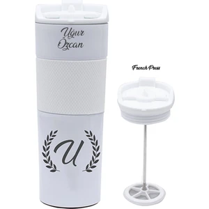 Hediye Rengi Isme Özel Premium French Press Çelik Termos 450 ml M1