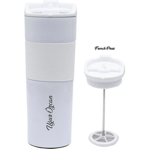 Hediye Rengi Isme Özel Premium French Press Çelik Termos 450 ml M3