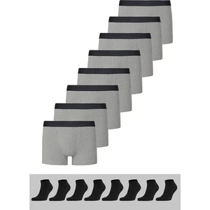 Black Swallow Erkek 8 Çorap + 8 Boxer Pamuklu Likralı Ekonomik Paket