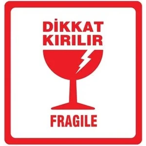 Kartallar Etiket 100X100 Kuşe Dikkat Kırılır 500 Lü Sarım Etiket