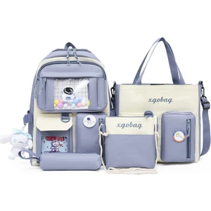 Easy Home Dört Parçalı Okul Çantası Kız Öğrenci Kore Versiyonu Ins Ortaokul Öğrenci Sırt Çantası Moda Rahat Dizüstü Bilgisayar Sırt Çantası (Yurt Dışından)