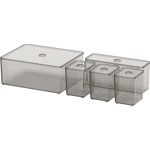 5 Parça Kutu Seti, Füme Renk Makyaj-Takı-Kozmetik Düzenleme Kutusu 24X20X10CM