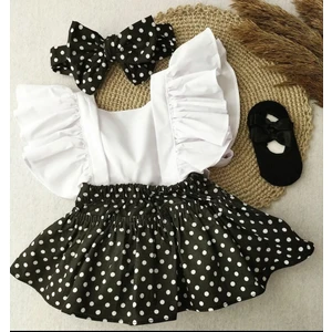 Masal Baby Kids Kız Bebek Bandana ve Çorap Etek Tulum Slopet Takım