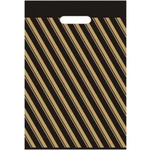 Merpak Ambalaj Çizgili Siyah Poşet (No 3) 50 Adet 33x45 cm Takviyeli El Geçme Poşet Mağaza Poşeti