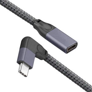Guangdong Spirit Sağ Açı Örgülü ve Alüminyum Usb-C 3.1 Erkek - Dişi Uzatma USB C Uzatma Kablosu Kısa (3.3ft) Gen 2 10GBPS - Siyah (Yurt Dışından)