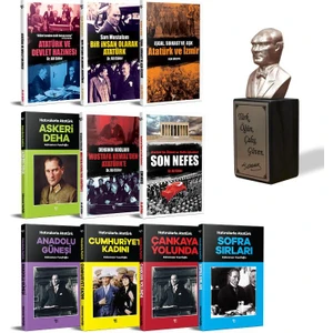 Bir Insan Olarak Atatürk Seti - 10 Kitap ve Atatürk Büstü Bronz