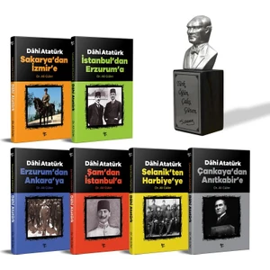 Dahi Atatürk Seti - 6 Kitap ve Atatürk Büstü Gümüş