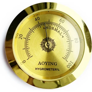 Analog Higrometre Nem Ölçer Humidor Puro Kutusu Için Metal Çerçeve Sarı 50MM