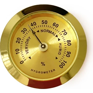 Analog Higrometre Nem Ölçer Humidor Puro Kutusu Için Metal Çerçeve Sarı 37MM