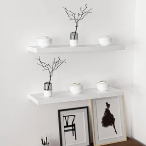 Gizli Tutuculu 2'li Duvar Rafı 80 cm - M.beyaz