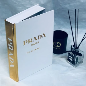 Lovely Book & Book Prada Beyaz & Altın Klasik Model Dekoratif Kitap Kutusu