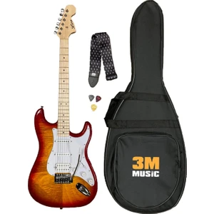 Hss Manyetik Sunburst Strat Elektro Gitar Kılıf Askı Kayışı Pena