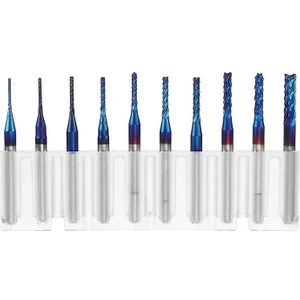 Guangdong Spirit Drillpro 10 Adet 0.8-3.175MM Mavi Naco Kaplamalı Uçlar Cnc T Için Karbür Gravür Frezesi