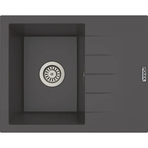 POLEX Cristalüx Granit Evye P-S60 Antrasit Tezgah Altı Ve Tezgah Üstü Kare Mutfak Evyesi 60,5x49,5cm